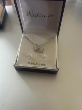 Radiance Cubic Zirconia Mom Necklace and Stud Earring Jewelry Set